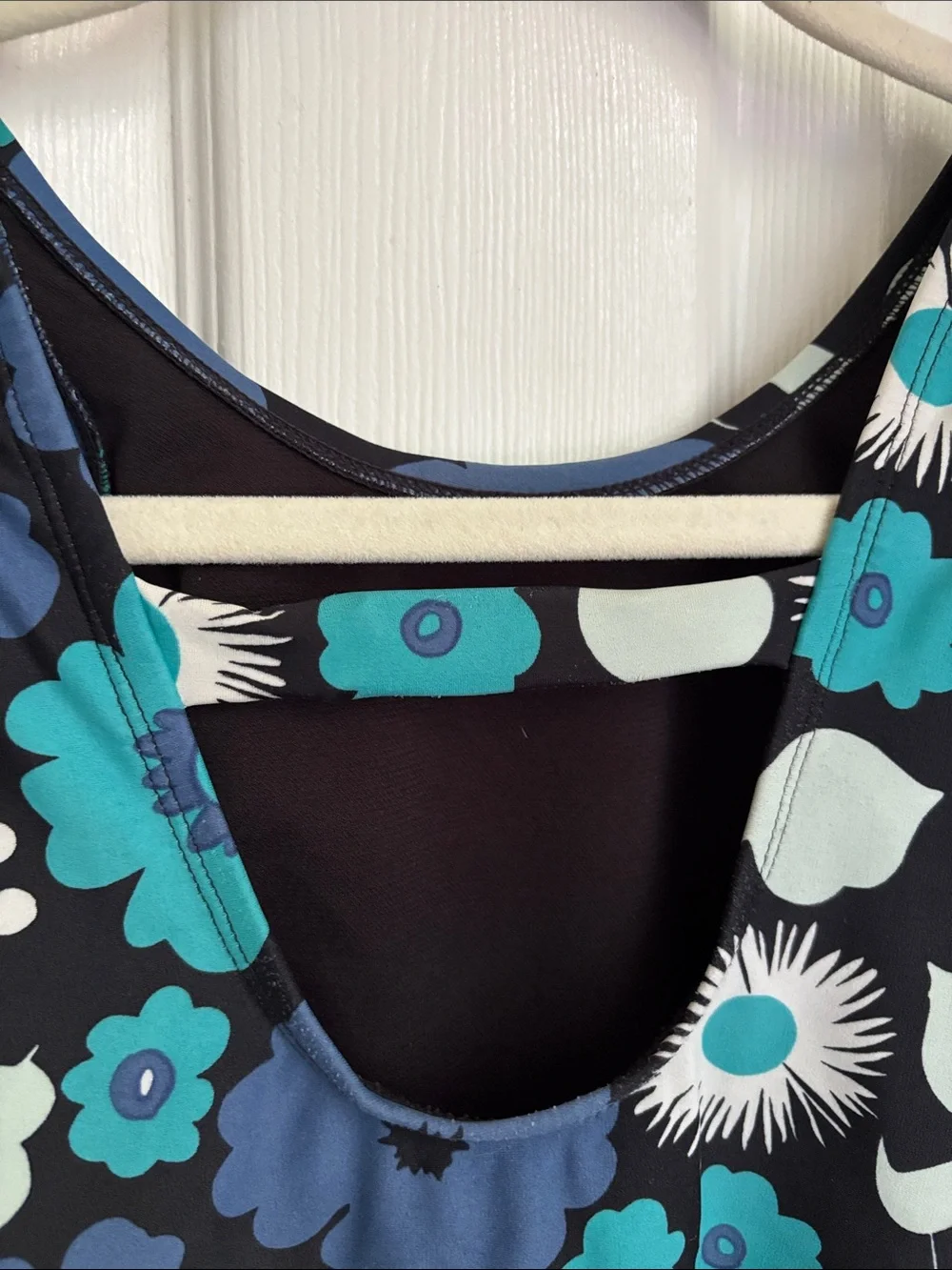 MARIMEKKO Floral One-Piece Swimsuit Black Teal & Navy Size Large bathing suit